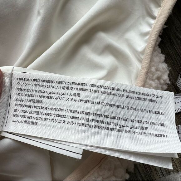 Hollister Cream Sherpa Bomber Jacket Full Zip with Snaps Size XS Off White - Picture 10 of 11